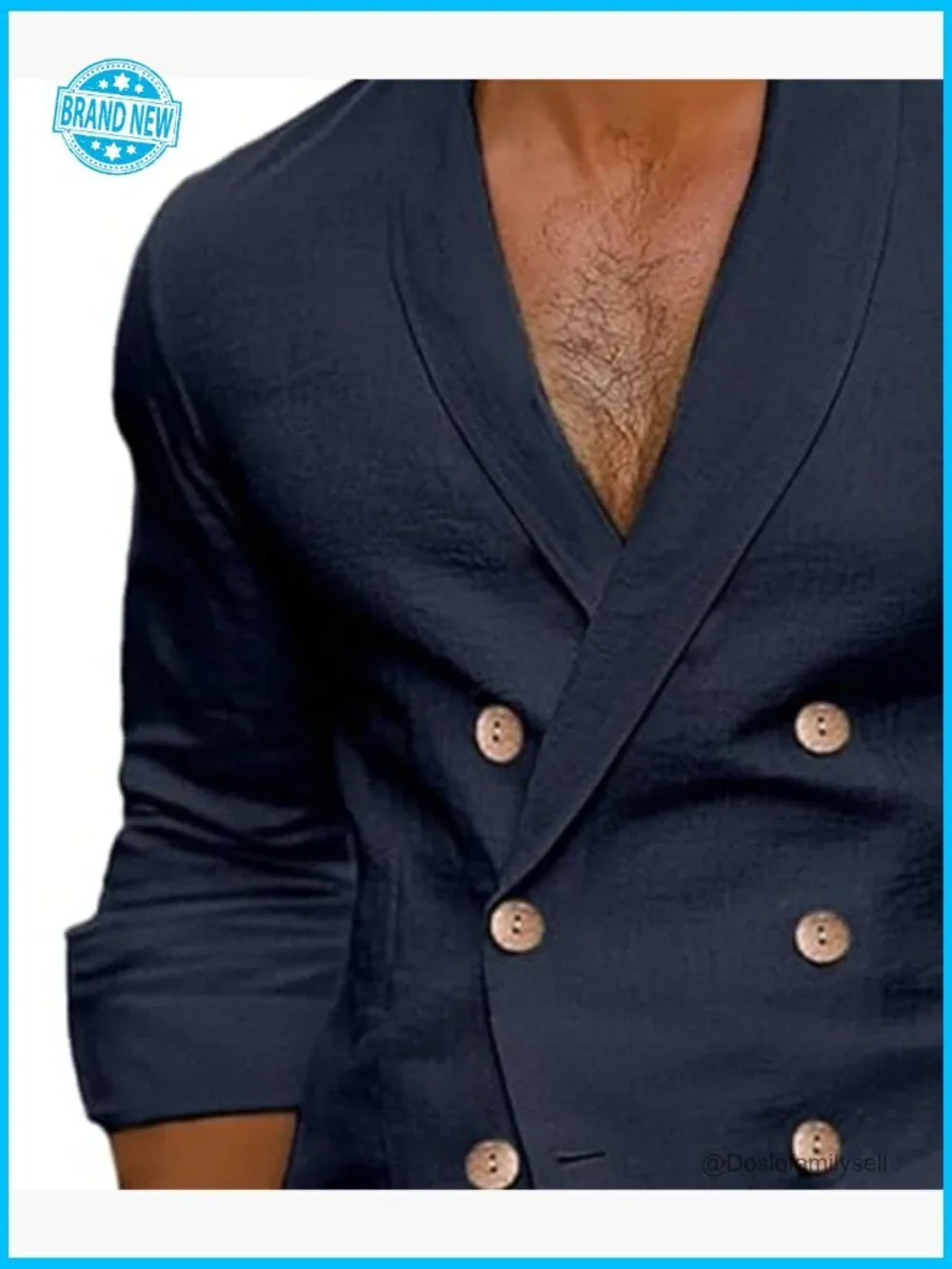 Linen Blazer Double Breasted Shawl Collar Slim Fit Classic Retro Beach Vacation